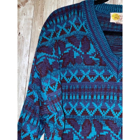 Vintage 90's Grandpa Men's South Mountain Sweater Size Medium V-Neck Sking - Picture 5 of 9